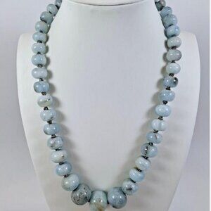 Stunning 18” Graduated Natural Aquamarine Beaded Necklace